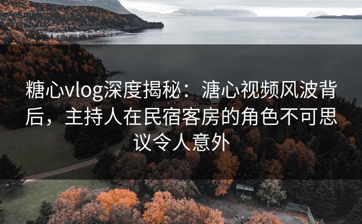 糖心vlog深度揭秘：溏心视频风波背后，主持人在民宿客房的角色不可思议令人意外