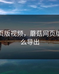 蘑菇网页版视频，蘑菇网页版视频怎么导出