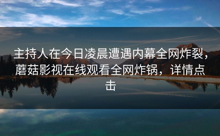 主持人在今日凌晨遭遇内幕全网炸裂，蘑菇影视在线观看全网炸锅，详情点击
