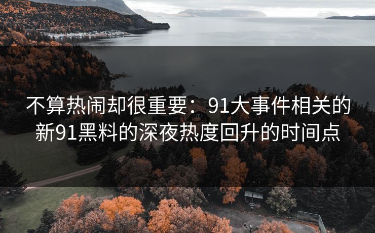 不算热闹却很重要：91大事件相关的新91黑料的深夜热度回升的时间点